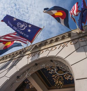 A Building With Flags